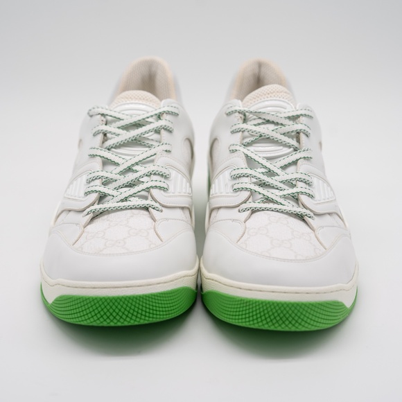Size 13.5G 14 US Gucci Basket Low White Demetra Green Sneakers GG - Picture 2 of 13